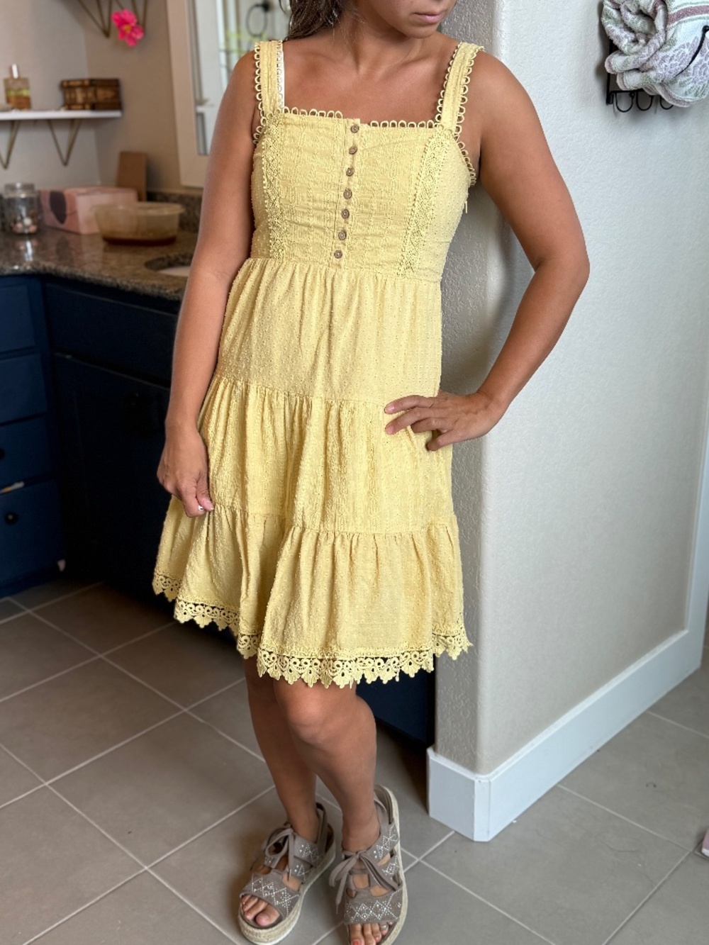 Miss Me Yellow Button up Dress